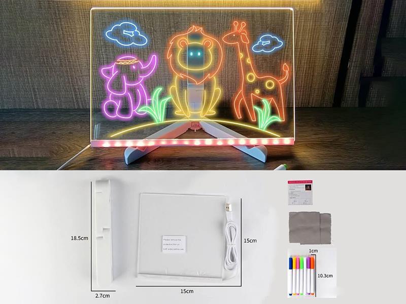 Small-Sized LED Color Drawing Board (With 7 Colored Pens)