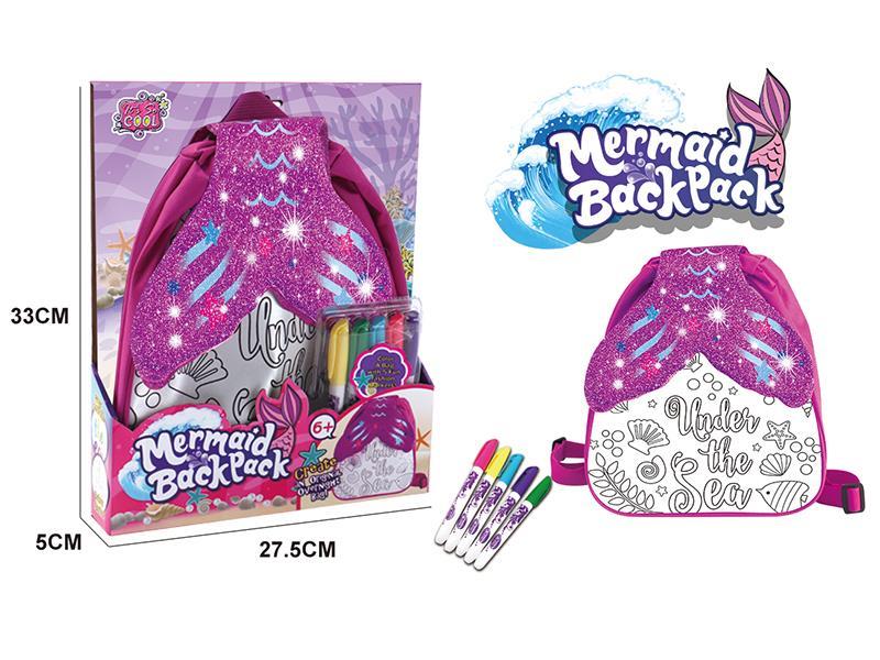 DIY Coloured Drawing Mermaid Backpack