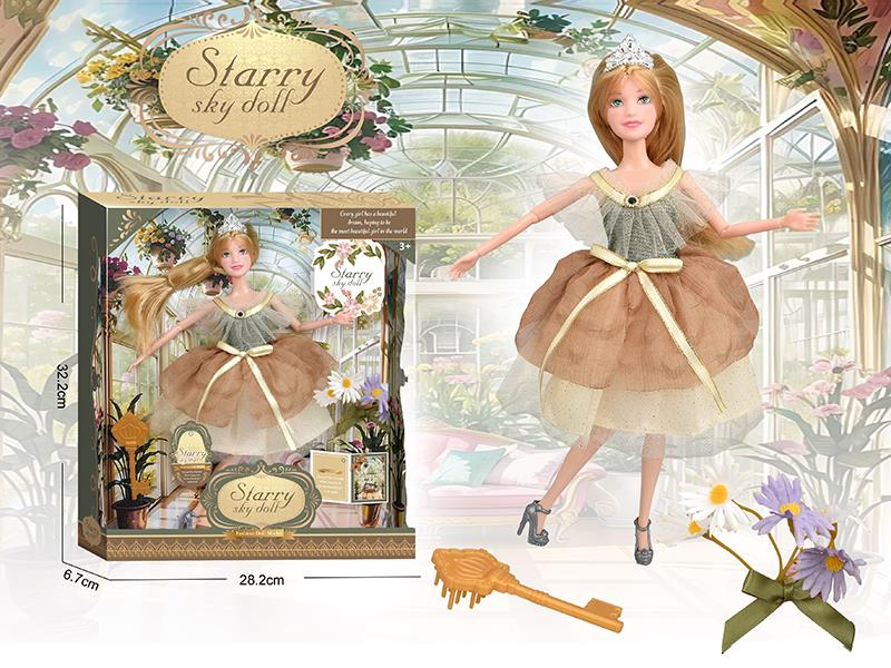 11.5 Inch 11-Joints Fashion Doll With Crown, Simulated Bouquet, Comb
