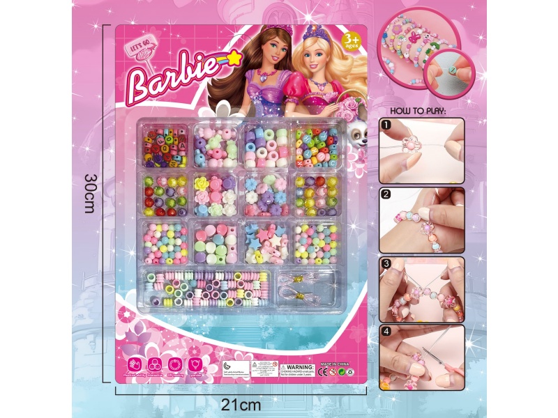 Baby Diy Beaded Jewelry Heart 14-Grid Multi-Color Beaded With 2 Threads