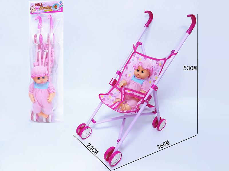 Iron Baby Stroller Toy + 12 Inch Doll