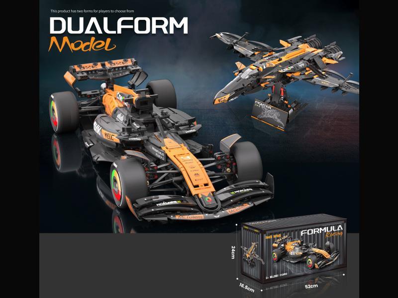 1:8 Mackay Orange F1 Racing Car Two-Transformation Fighter [English Box]2120 Pieces