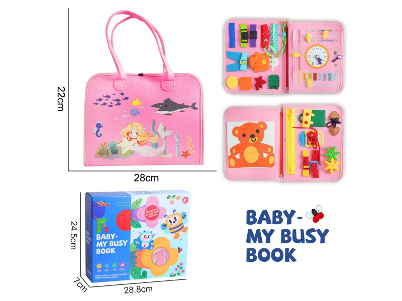 Montessori Early Childhood Education And Intelligence Development - Felt Deep Blue 5-Page Small Floral Busy Edition