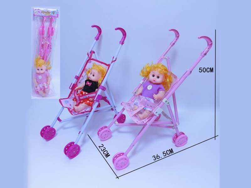 Plastic Trolley + 12-Inch Girl Doll