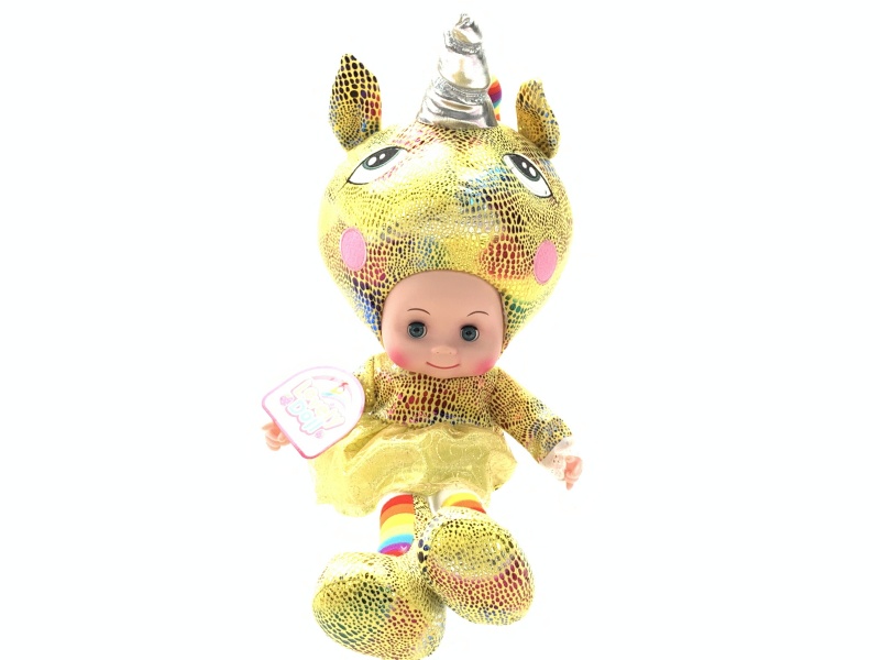 20-Inch Yellow And Colorful Unicorn Voice-Controlled Music Doll (Bag)