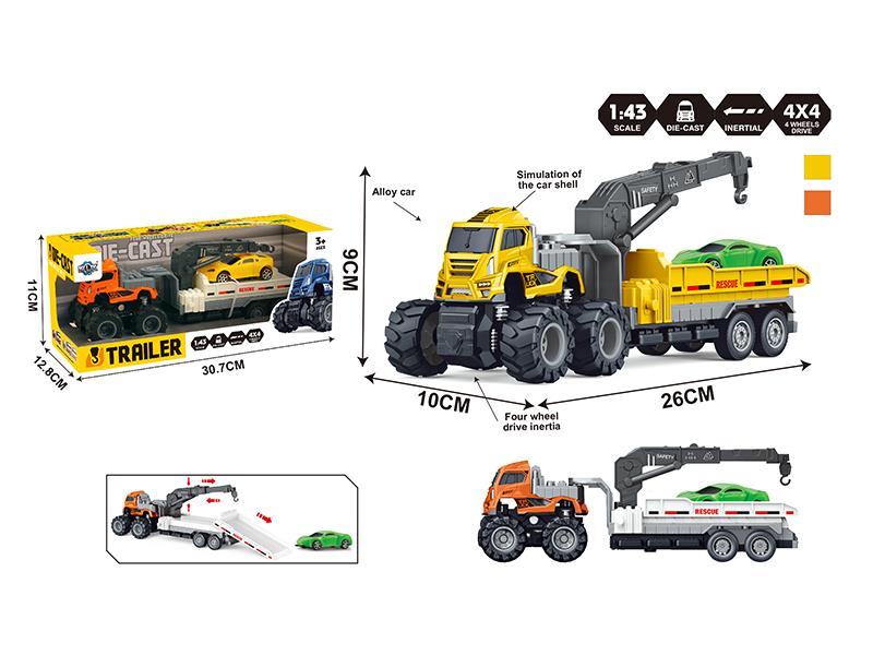 4WD Friction Alloy Car Road Rescue Crane