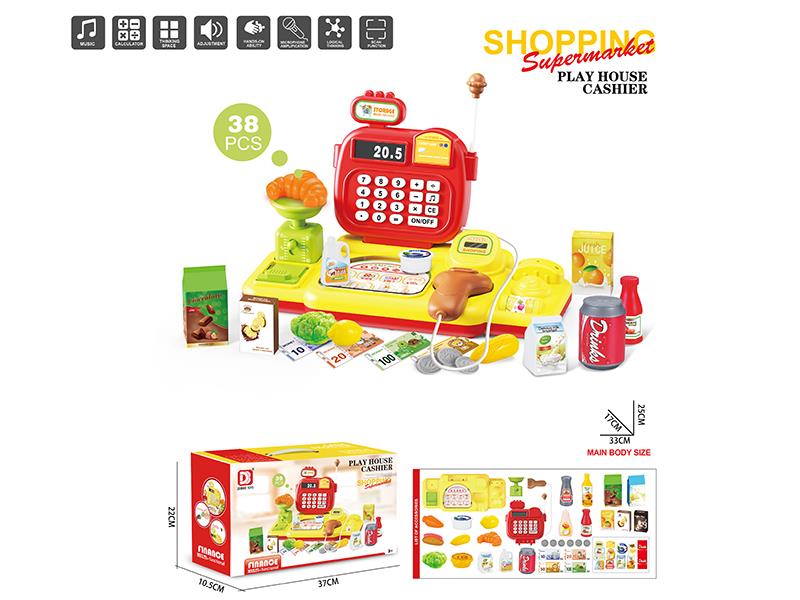 Cash Register Supermarket Shopping Play Set 38pcs