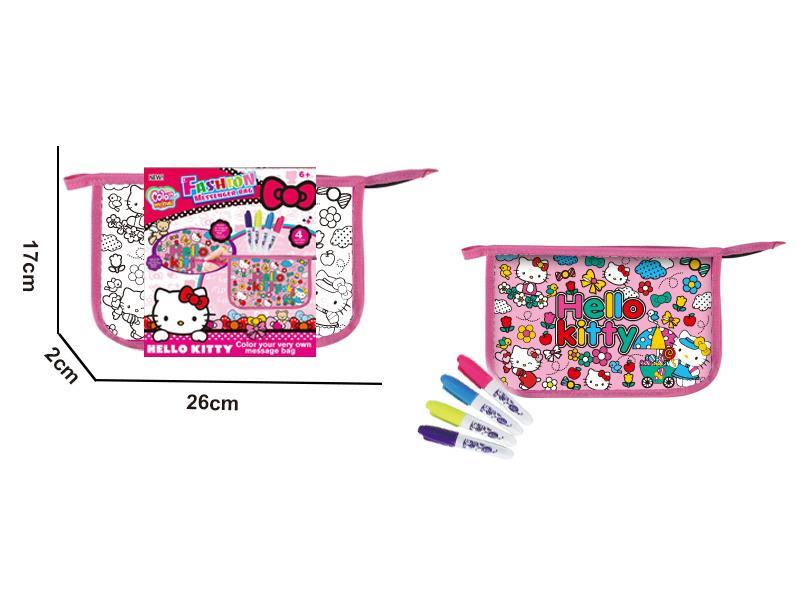 DIY Pink Hello Kitty Hand Bag(4 Colour Washable Pen)