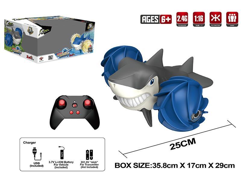 1:16 2.4G Remote Control Shark Amphibious Stunt Car