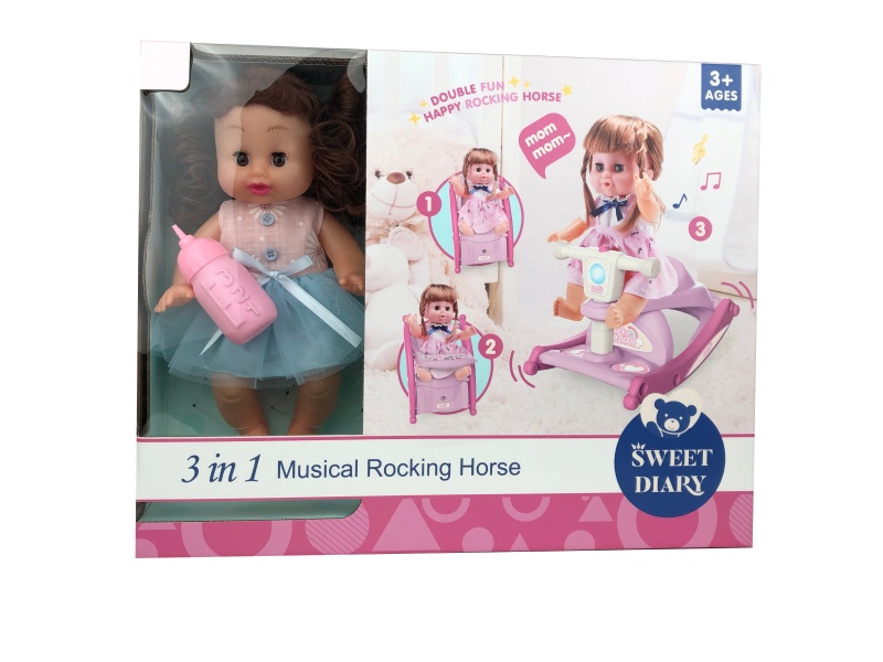 Three-In-One Doll Wooden Horse Dining Chair