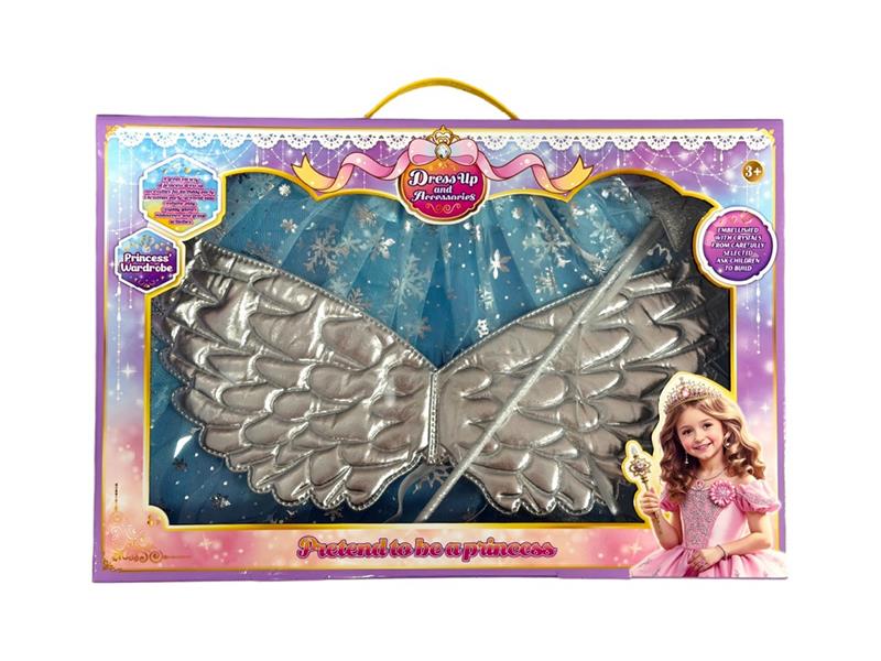 Ice And Snow Princess-Themed Princess Dress Costume Role-Playing Angel Wings Fairy Wand Ice And Snow Princess Dress Three-Piece Set