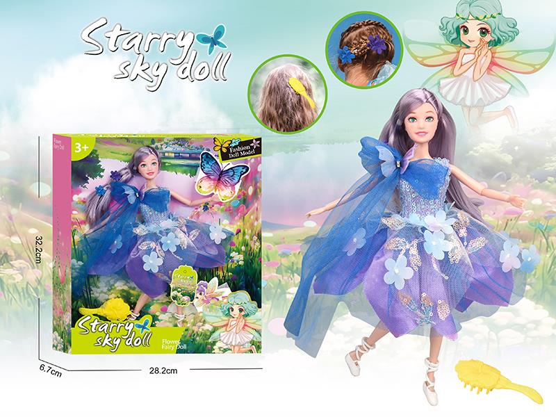 11.5 Inch 11-Joints Flower Fairy Doll With 2 Hair Clips, Comb