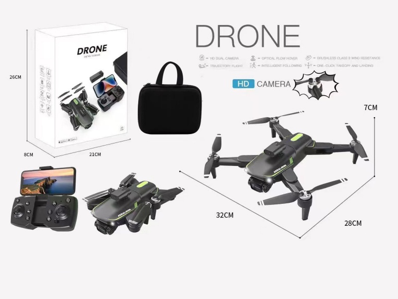 2.4G Remote Control Fold Drone With Dual Cameras(480P),  Brushless Motor, Intelligent Obstacle Avoidance Optical Flow(4-Sided Obstacle Avoidance) + Electrically Adjustable Camera