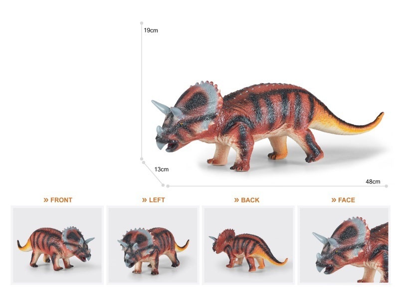 19-Inch Painted Thick-Fleshed, Cotton-Rich And Soft Rubber Triceratops