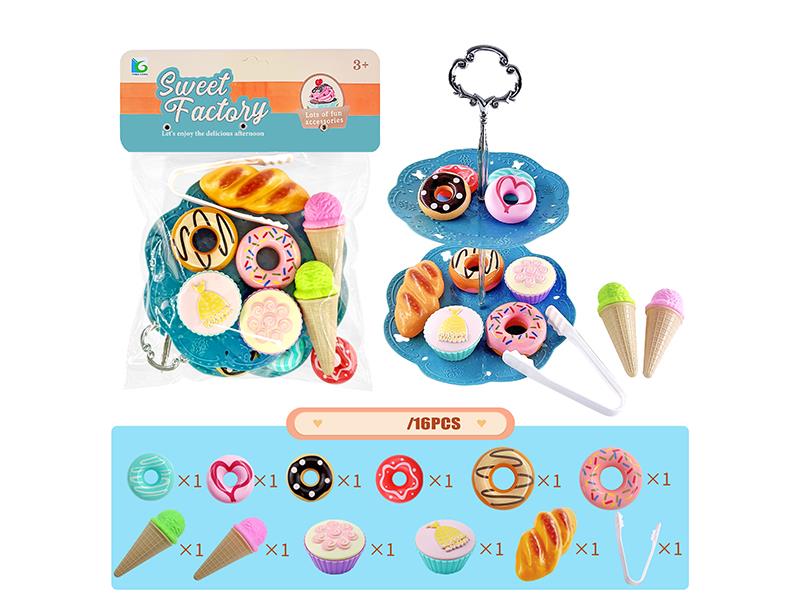 Double-Deck Dessert Stand Doughnut Set 16pcs
