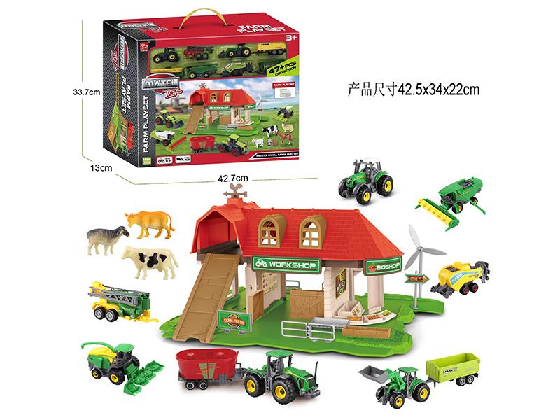 Alloy Car Farm Parking Lot Scene Set