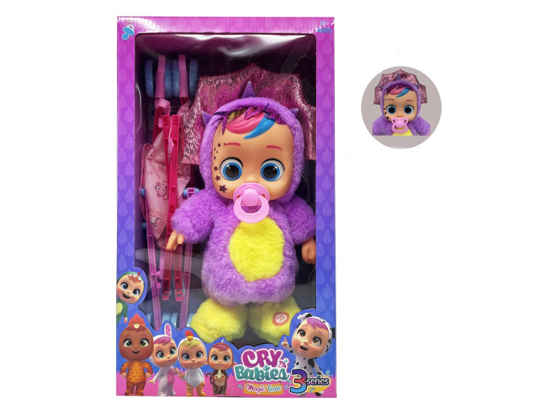 22 Inch B/O Walking 12D Eyes Solid Cry Baby Doll With Pacifier Sensor + Stroller Toy