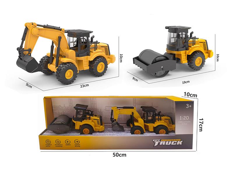 Friction Plastic Excavator + Road Roller