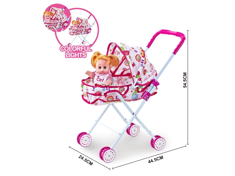 A Dazzling Illuminated Iron Trolley With A 10-Inch Empty Musical Girl