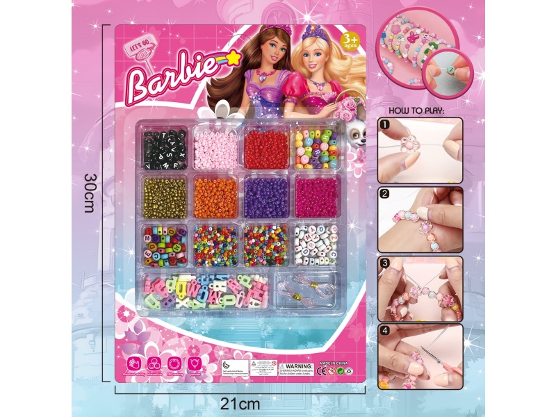 Baby Diy Beaded Jewelry Heart 14-Grid Multi-Color Beaded With 2 Threads