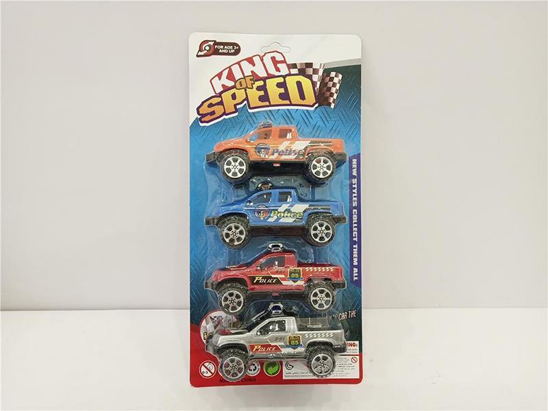 Pull Back Pickup Police Car 4PCS