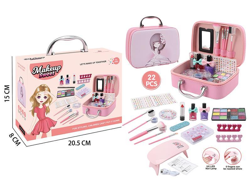 Makeup Bag + Eye Shadow , Lipstick, Nail Polish,Makeup Brush+ UV LED Nail Dryer