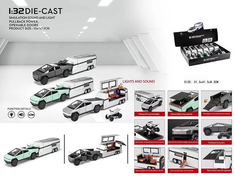 1:32 Pull Back Alloy Tesla Pickup Truck(With Music)6PCS