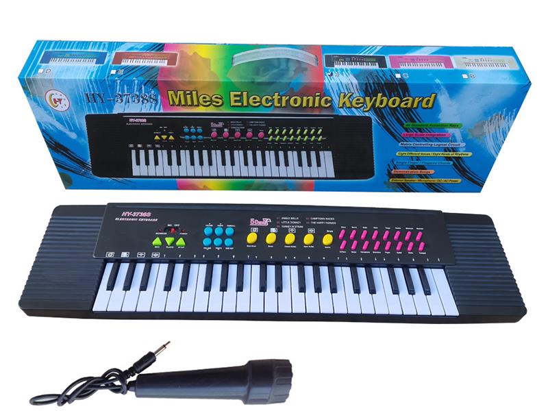 44 Keys Single Speaker Electronic Organ(Black, With Microphone)