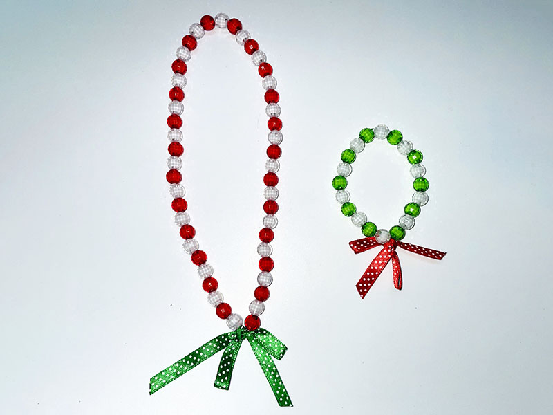 Christmas Beaded Necklace + Bracelet