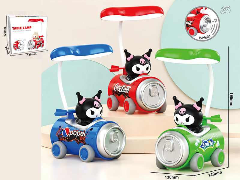 Cartoon Kuromi Drink Can Friction Car Desk Lamp With Whistle