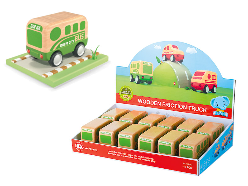 Wooden Mini Bus With Music And Lights 12PCS/Box