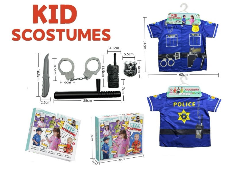 Diy Clothing Role-Playing Police Officer + 5-Piece Set (Thickened) (Color Box Style) Blue