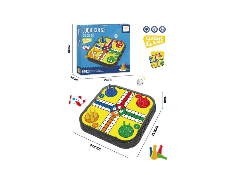 The Yellow Airplane Chess Game Consists Of 4 Pieces Each In Blue, Green, Red And Yellow, Plus 1 Die