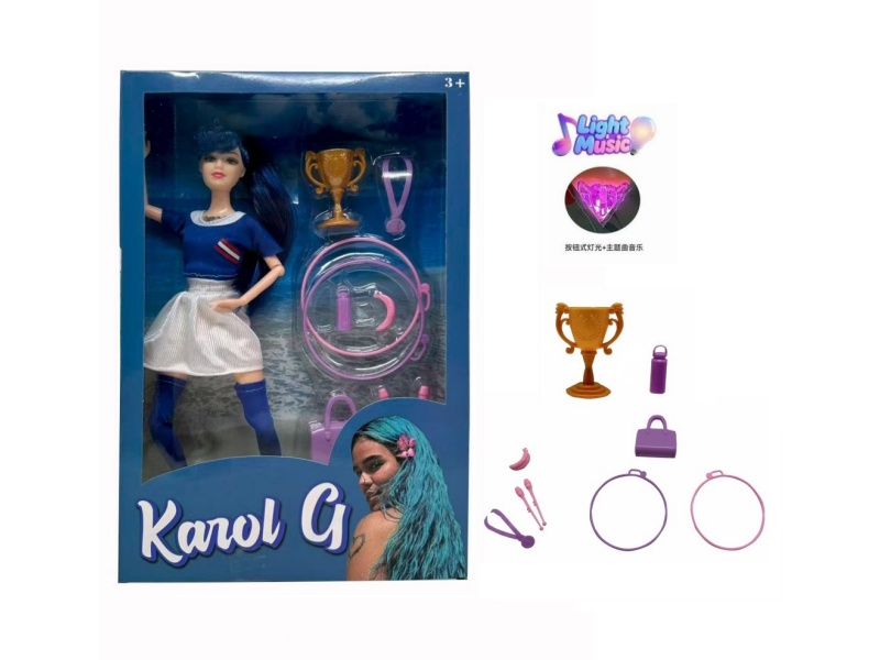 11.5-Inch 13-Joint Solid Body With Lights, Music, Theme Song, World Cup Female Star, Football With Trophy, Medal, Water Cup, Banana, Sports Bag, Hula Hoop, Fitness Slide