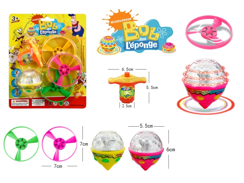 Windup Top Toy With Light Plus Spin Combination