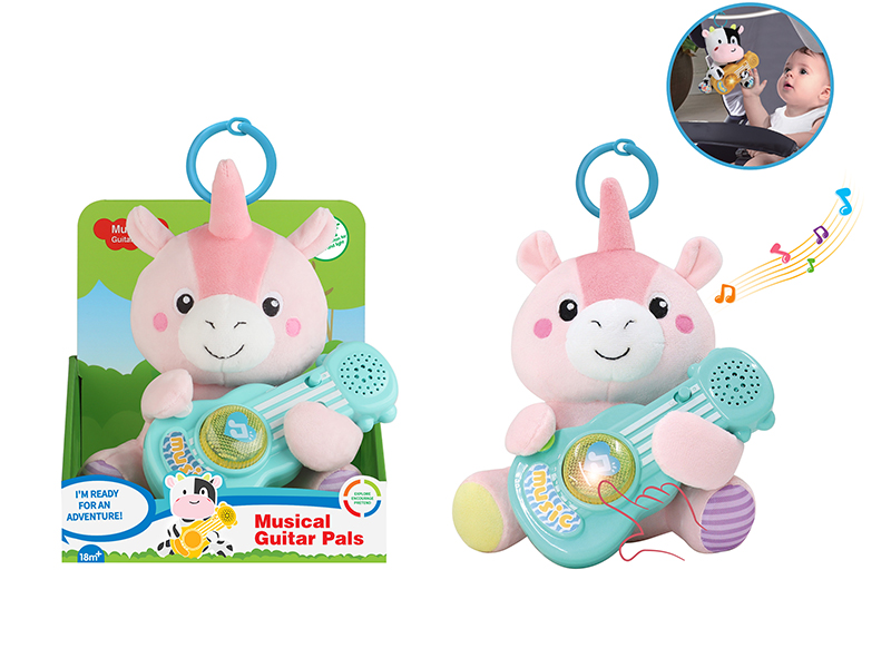 Plush Guitar Unicorn Soothing Toy With Light And Music
