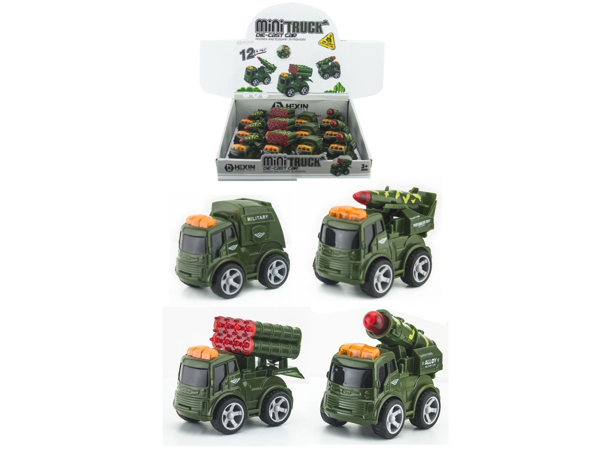 Alloy Inertial Military Vehicle 12Pcs