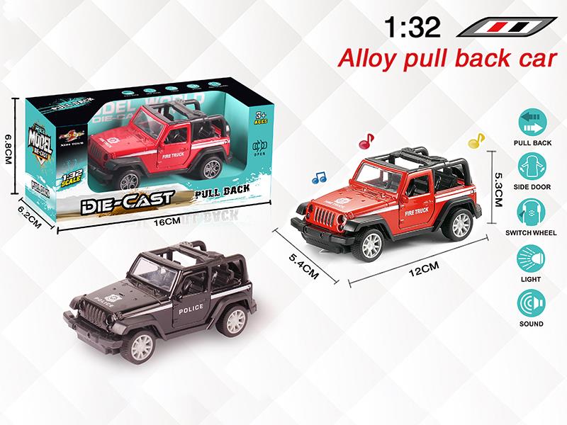 1:32 Wrangler Alloy Open Doors Pull Back Police Car With Light And Music