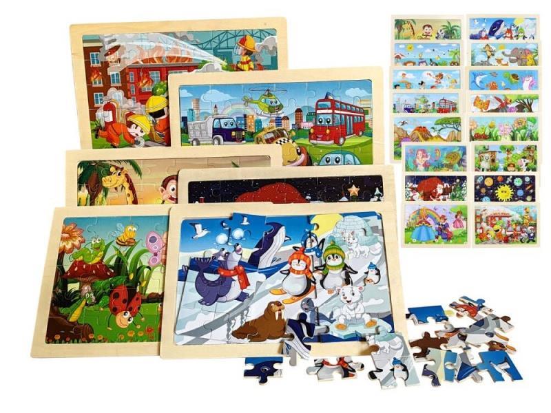 A 30-Piece Wooden Puzzle With Multiple Puzzle Designs