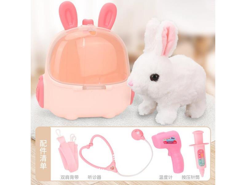 Pet Rabbit Backpack Toy Medical Set White Rabbit