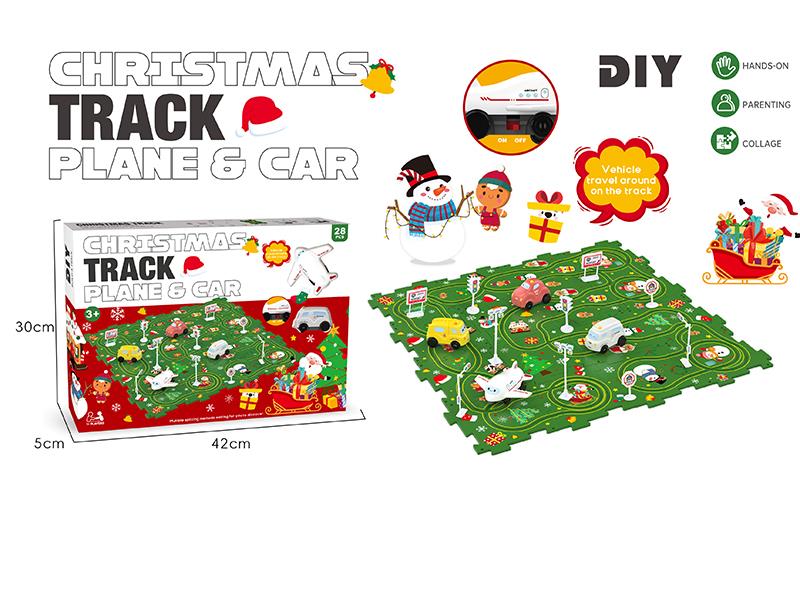DIY Christmas Theme Puzzle Track Car(28PCS)