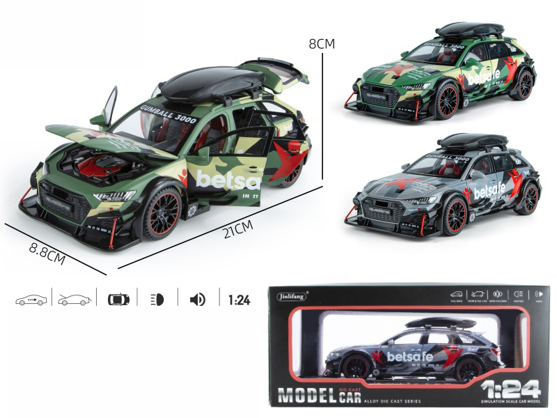 1:24 Audi RS6 Modified Version Pull Back Alloy Six-Door Car Model With Sound And Light