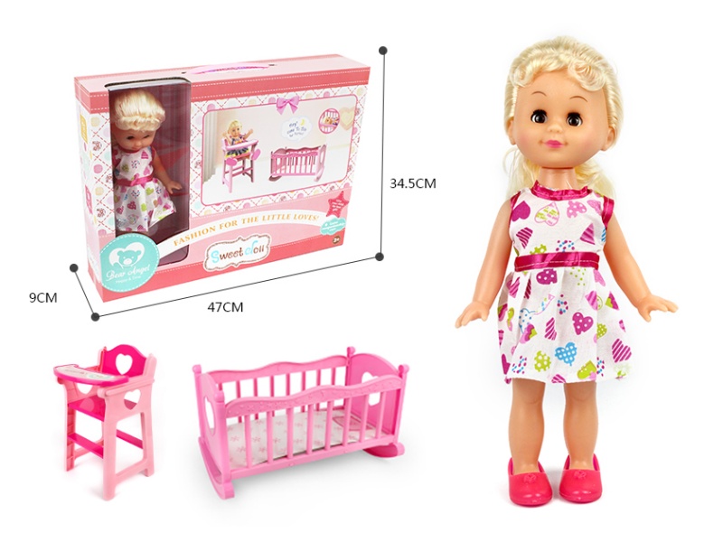 14-Inch Cute Girl 2-In-1 (Crib + Chair)