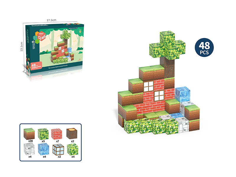 Magnetic Cube Building Blocks - Forest Series 48pcs