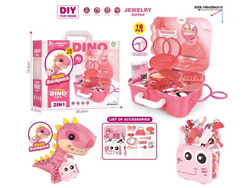 Dinosaur Backpack Cosmetics Play House Set