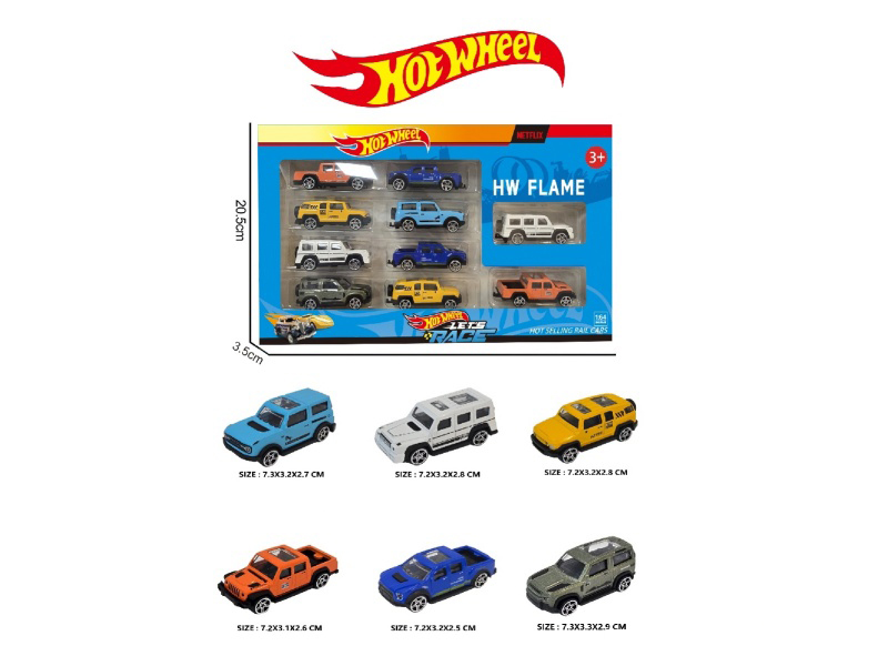 1:64 Windfire Wheel 6 Alloy Models, 10 Pieces Each (Hummer, Off-road Vehicle, Pickup Truck)