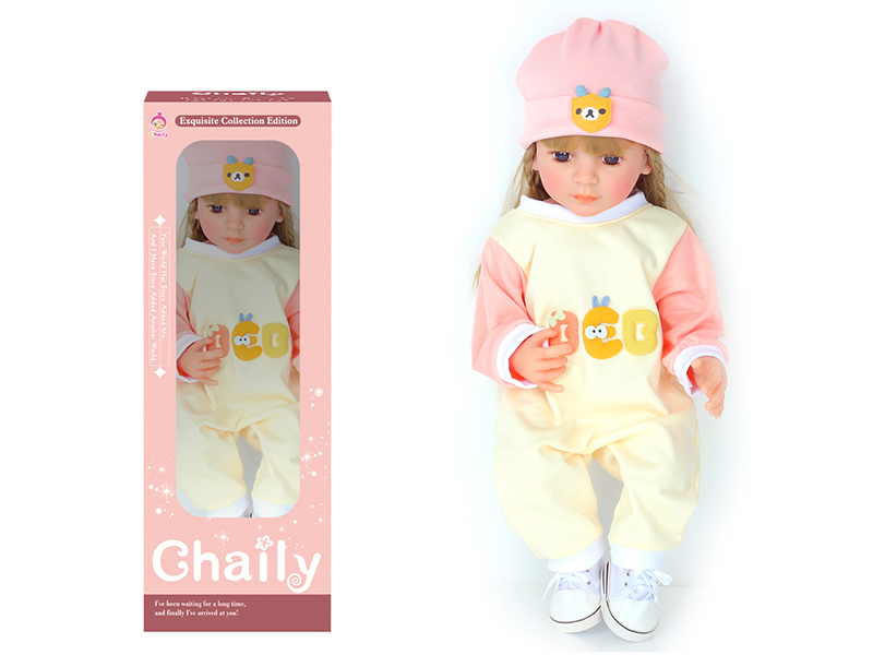 55CM Soft Glue Reborn Baby Doll(Machine Hair Transplant)With Diaper, Birth Card, Hat