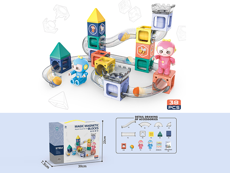 Magnetic Marble Run Building Blocks 38PCS