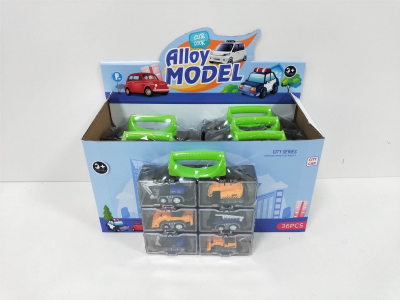 Assembled Wooden Box Boilback Alloy Cartoon Engineering Truck Excavator Forklift Dump Truck Dump Truck 6 Square 36 Only Installed