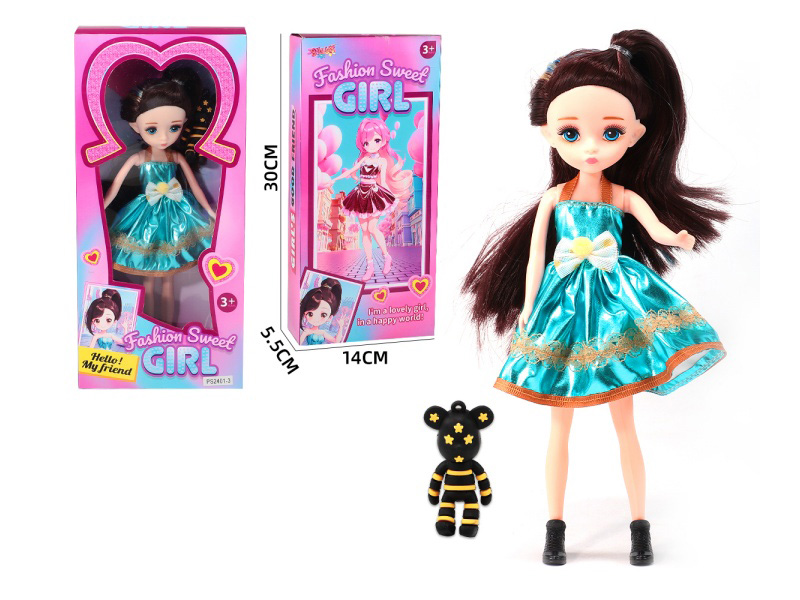 10" Fashion Sweet Girl Doll With Violent Bear Accessories